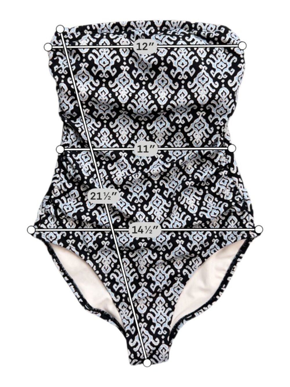 Shade & Shore Bandeau One Piece Swimsuit Size S Black White Geo Print NWT - Picture 5 of 16
